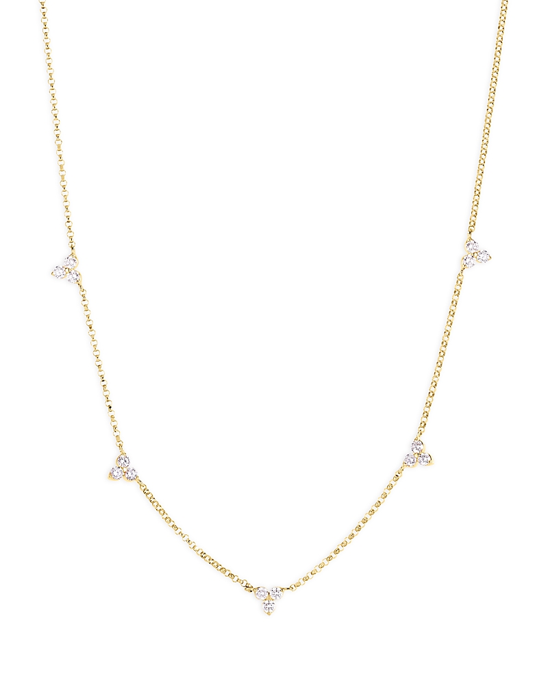 Roberto Coin 18k Yellow Gold Diamonds Love By The Inch Diamond Mini Cluster Station Necklace, 17 In Gold