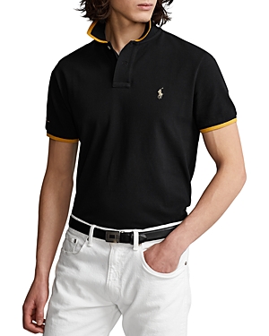 Polo Ralph Lauren Cotton Mesh Tipped Custom Slim Fit Polo Shirt In Polo Black