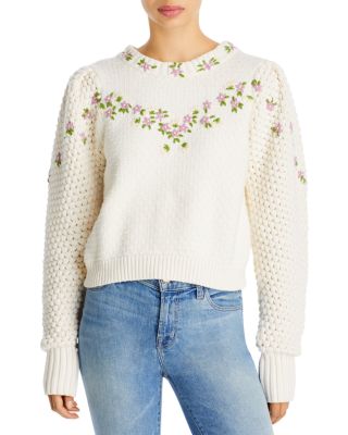 white embroidered sweater
