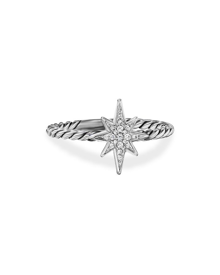 David Yurman - Sterling Silver Cable Collectibles&reg; North Star Stacking Ring with Diamonds