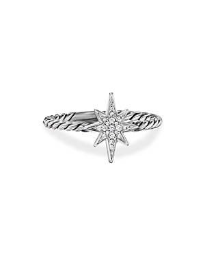 David Yurman Sterling Silver Cable Collectibles North Star Stacking Ring with Diamonds