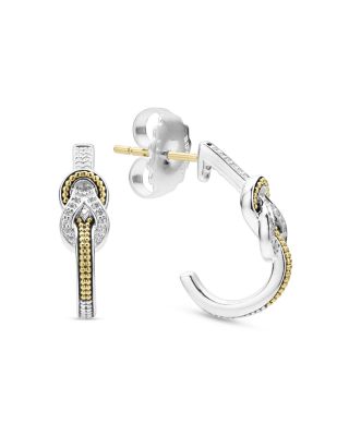 Lagos 18K Yellow Gold & Sterling Silver Newport Diamond Knot Half Hoop Earrings