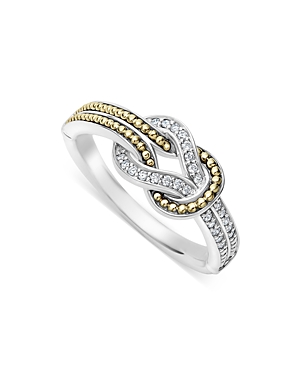 Shop Lagos 18k Yellow Gold & Sterling Silver Newport Diamond Knot Band In Silver/gold