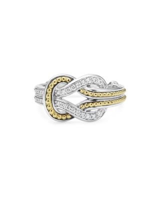 18K Yellow Gold & Sterling Silver Newport Diamond Knot Statement Ring