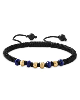 David Yurman Men's Nylon & 18K Yellow Gold Woven Bracelet with Lapis & Black Onyx
