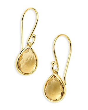 Shop Ippolita 18k Yellow Gold Rock Candy Orange Citrine Teeny Teardrop Earrings In Orange/gold