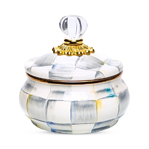Shop Mackenzie-childs Sterling Check Enamel Squashed Pot In Multi