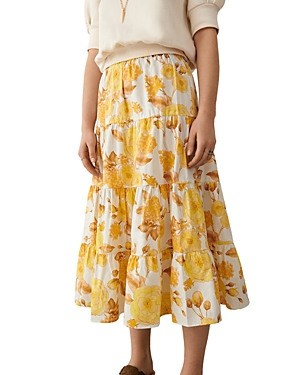 ba & sh Nonder Floral Print Tiered Midi Skirt