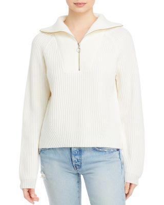 Joie Hinnes Front Zip Wool Pullover In Porcelain