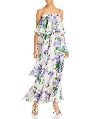 Libertine Lilac Garden Ruffled Floral Print Dress