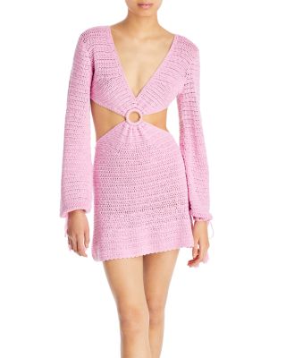 Fore Women's Cut Out Crochet Mini Dress - Pink - Size Medium