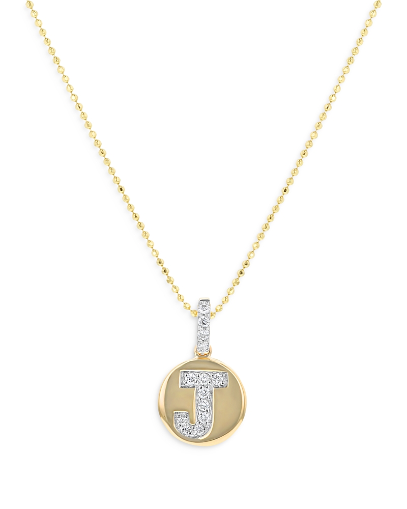 Bloomingdale's Fine Collection Diamond Accent Initial Pendant Necklaces In 14k Yellow Gold, 0.05-0.10 Ct. T. W. - Exclusive In J