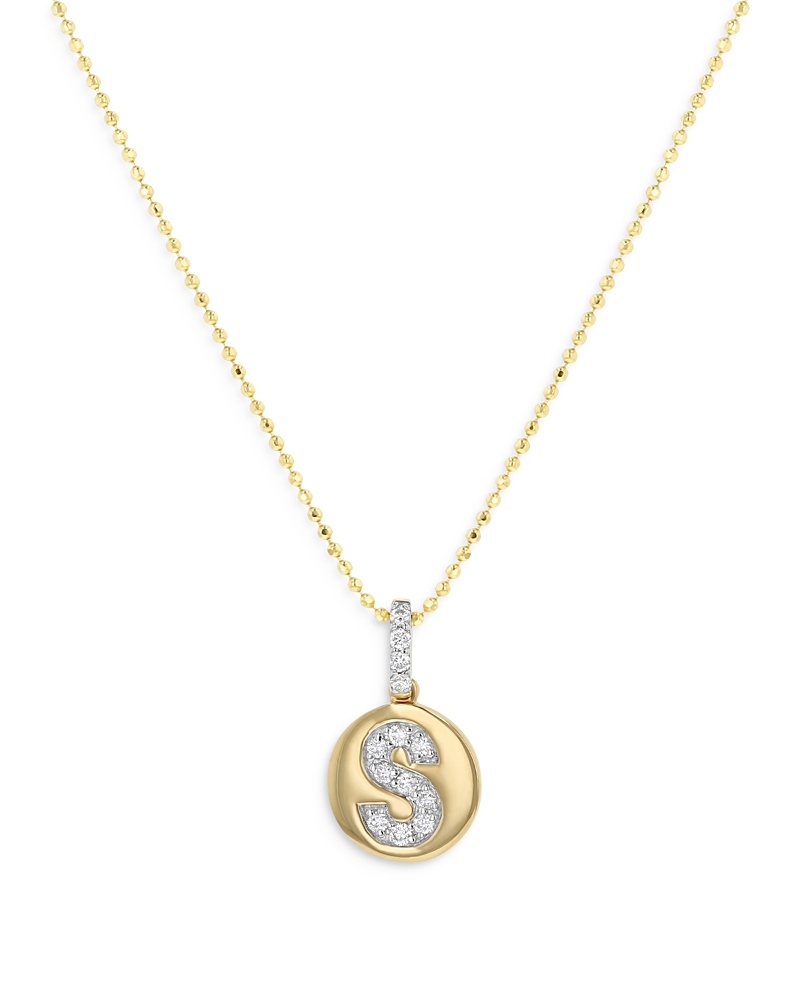 Bloomingdale's Fine Collection Diamond Accent Initial Pendant Necklaces in 14K Yellow Gold, 0.05-0.10 tcw