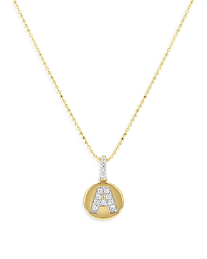 Bloomingdale's Diamond Accent Initial A Pendant Necklace in 14K Yellow Gold, 0.10 ct. t.w. - 100% Ex