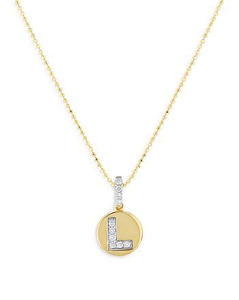 Bloomingdale's - Diamond Accent Initial "L" Pendant Necklace in 14K Yellow Gold, 0.05 ct. t.w. - 100% Exclusive