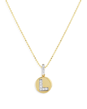 Bloomingdale's Diamond Accent Initial L Pendant Necklace in 14K Yellow Gold, 0.05 ct. t.w. - 100% Ex