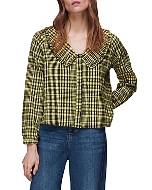Whistles Masie Checkered Oversized Collar Top