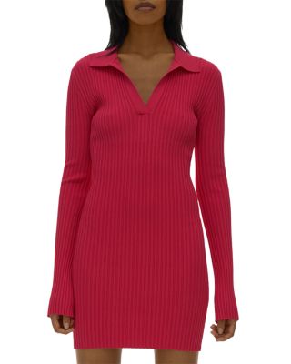 Helmut lang red ribbed store bodycon dress