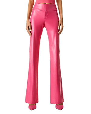 Alice And Olivia Olivia Vegan Leather Flare Pants In Wild Pink