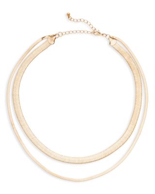 AQUA - Snake Chain Layered Collar Necklace, 16"-19" - Exclusive