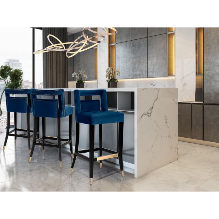 Hart Velvet Counter Stool in Navy