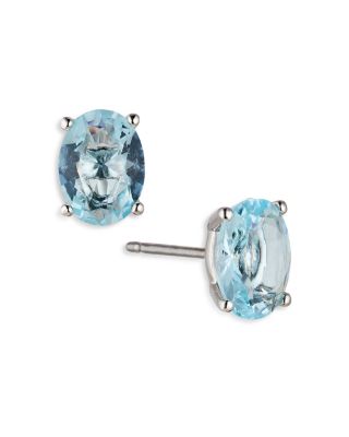 Nadri - Modern Love Blue Cubic Zirconia Oval Stud Earrings in Rhodium Plated