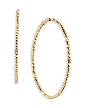 NADRI GOLDEN HOUR CUBIC ZIRCONIA LARGE HOOP EARRINGS IN 18K GOLD PLATED