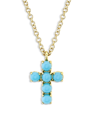 Moon & Meadow Turquoise Cross Pendant Necklace In 14k Yellow Gold, 18 - 100% Exclusive In Turquoise/gold