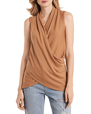 1.state Sleeveless Wrap Front Top In Wild Oak