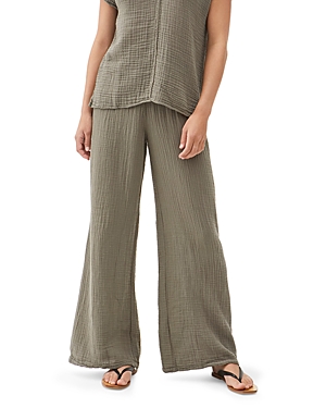 Shop Michael Stars Smocked Wide-leg Pants In Olive