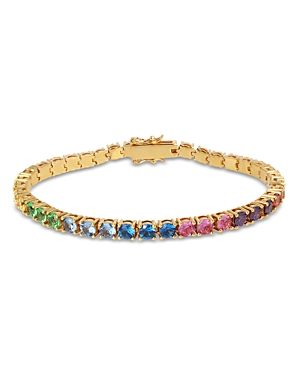 Shop Kurt Geiger Rainbow Crystal Tennis Bracelet In Multi
