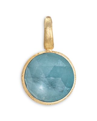 18K Yellow Gold Jaipur Aquamarine Bezel Pendant