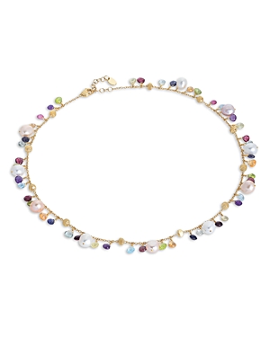 Shop Marco Bicego 18k Yellow Gold Paradise Pearl Mixed Gemstone And Cultured Freshwater Pearl Necklace, 18 In Multi/gold