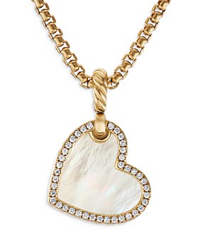David Yurman - 18K Yellow Gold DY Elements® Mother of Pearl & Diamond Heart Amulet Pendant