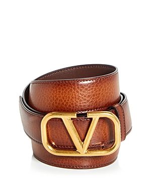 Valentino Garavani Men's Logo Buckle Leather Belt