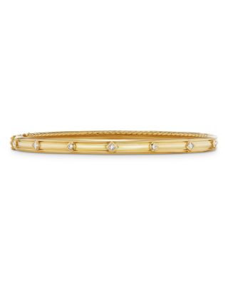 David Yurman 18K Yellow Gold Modern Renaissance Bangle Bracelet with Diamonds