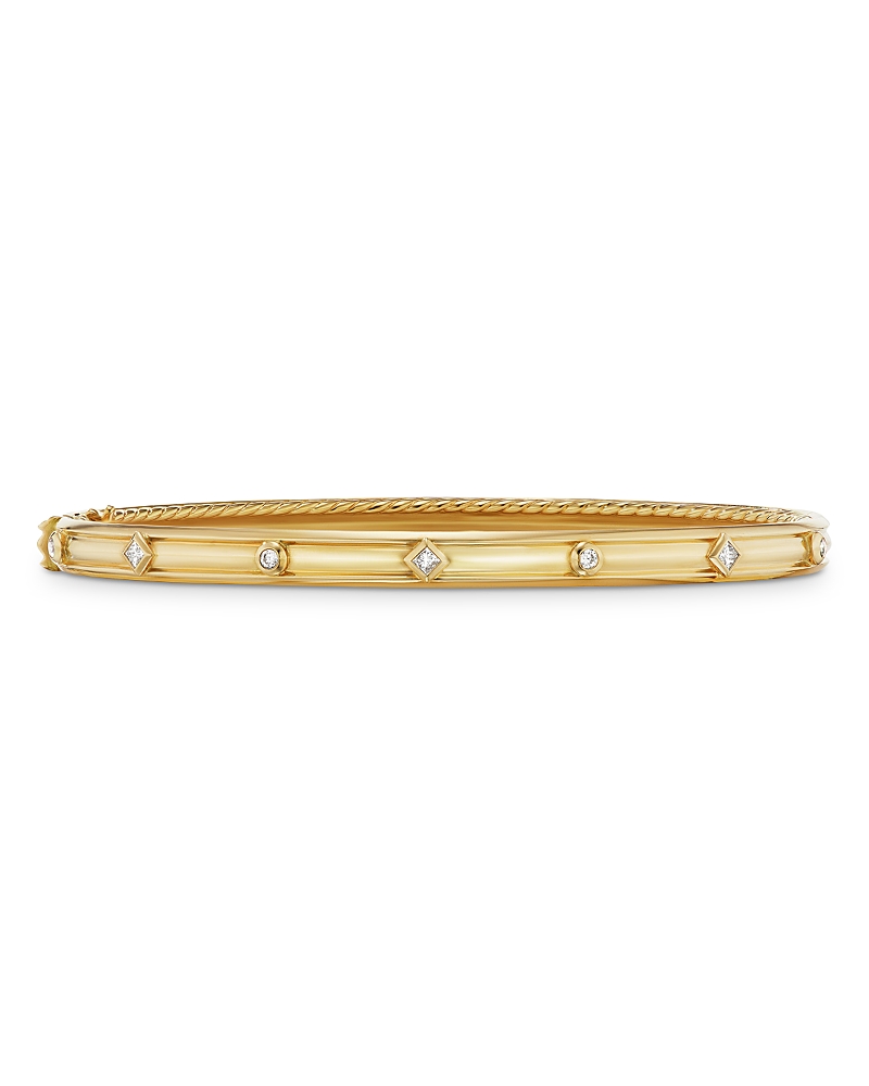 David Yurman 18K Yellow Gold Modern Renaissance Bangle Bracelet with Diamonds