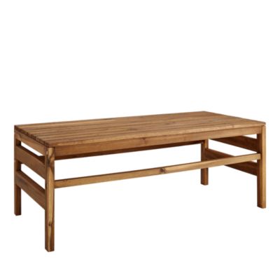 WALKER EDISON Modern Slat Top Solid Acacia Wood Outdoor Coffee Table ...
