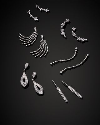 Diamond Fringe Drop Earrings in 14K White Gold, 2.0 tcw 