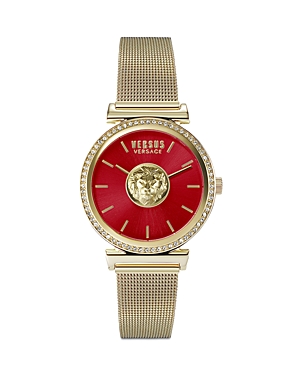 Versus Brick Lane Mesh Strap Watch, 34mm In Red/gold