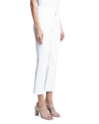Kendra Mid Rise Crop Flare Jeans in Blanc