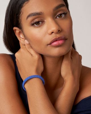 18K Yellow Gold & Sterling Silver Ultramarine Ceramic Bead Bracelet