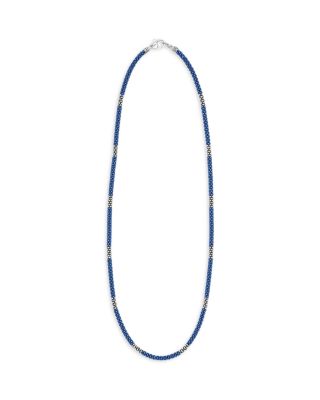 Sterling Silver Blue Ceramic Bead Collar Necklace, 16"