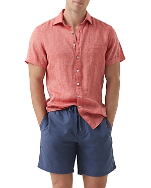 Rodd & Gunn Ellerslie Linen Textured Classic Fit Button-up Shirt In Crimson