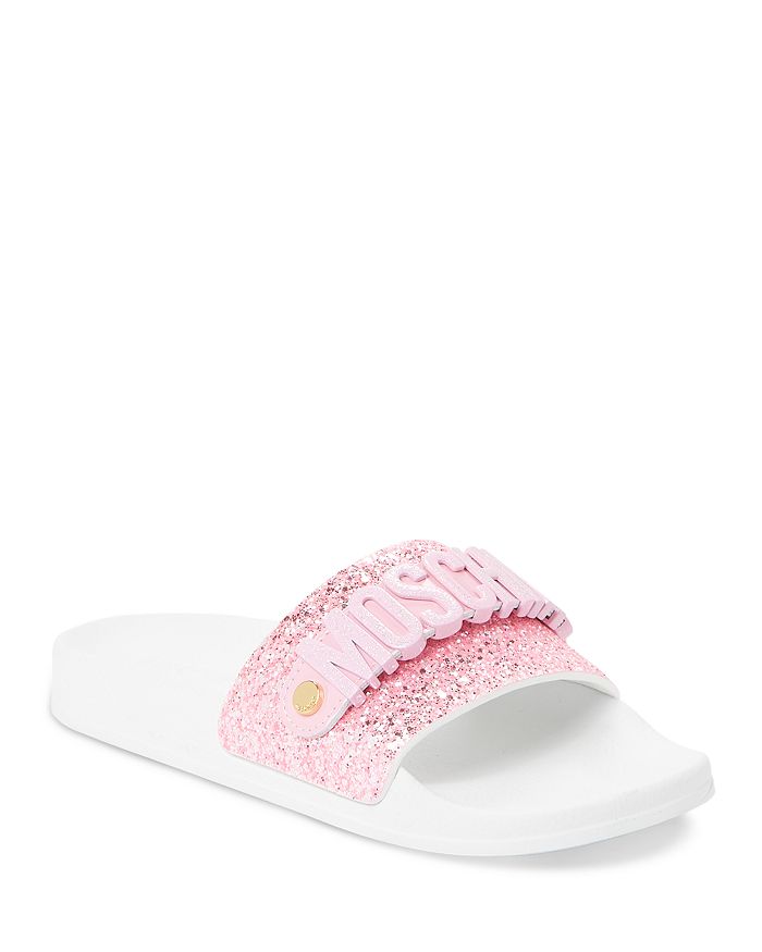 Moschino Women s Glitter Pool Slides Bloomingdale s
