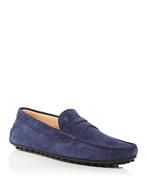 Tod's Men's Gommino Moc Toe Drivers In Navy Suede