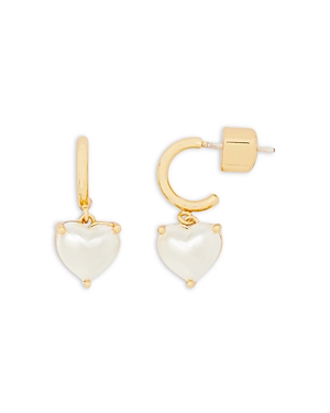 Shop Kate Spade New York My Love Imitation Pearl Heart Charm Huggie Hoop Earrings