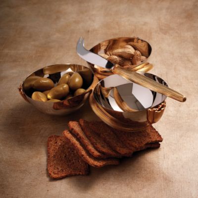 Deco Leaves 3 Bowl Condiment Server