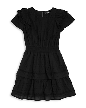 Aqua Girls' Tiered Swiss Dot Cotton Dress, Little Kid, Big Kid - 100% Exclusive In Black