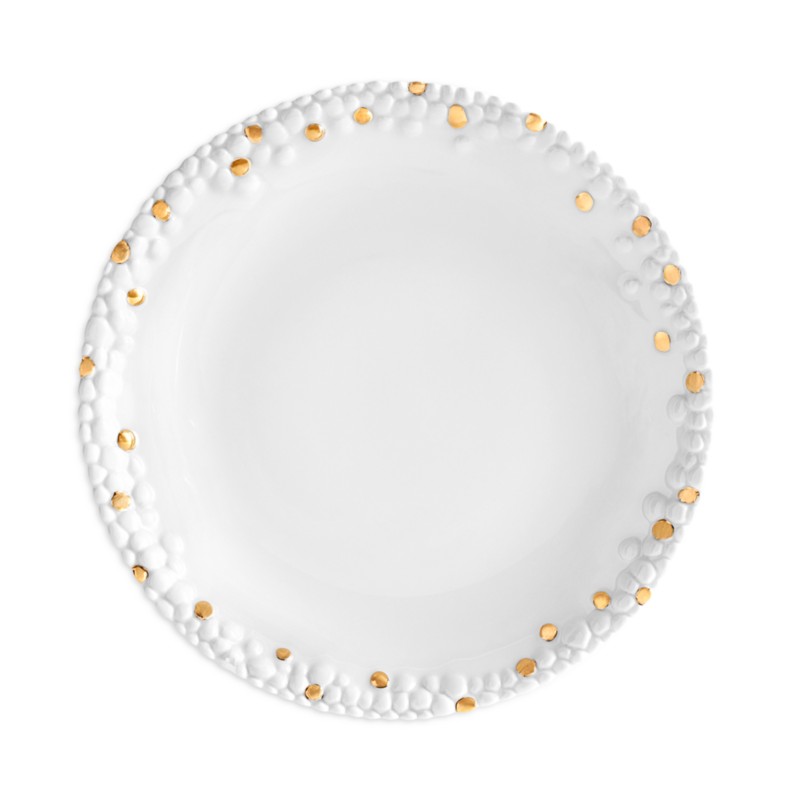 L'Objet Haas Mojave Bread & Butter Plate with Gold Accents in White/Gold